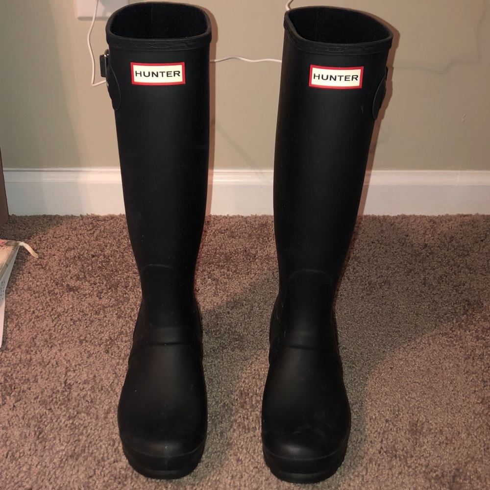 Matte black hunter boots
